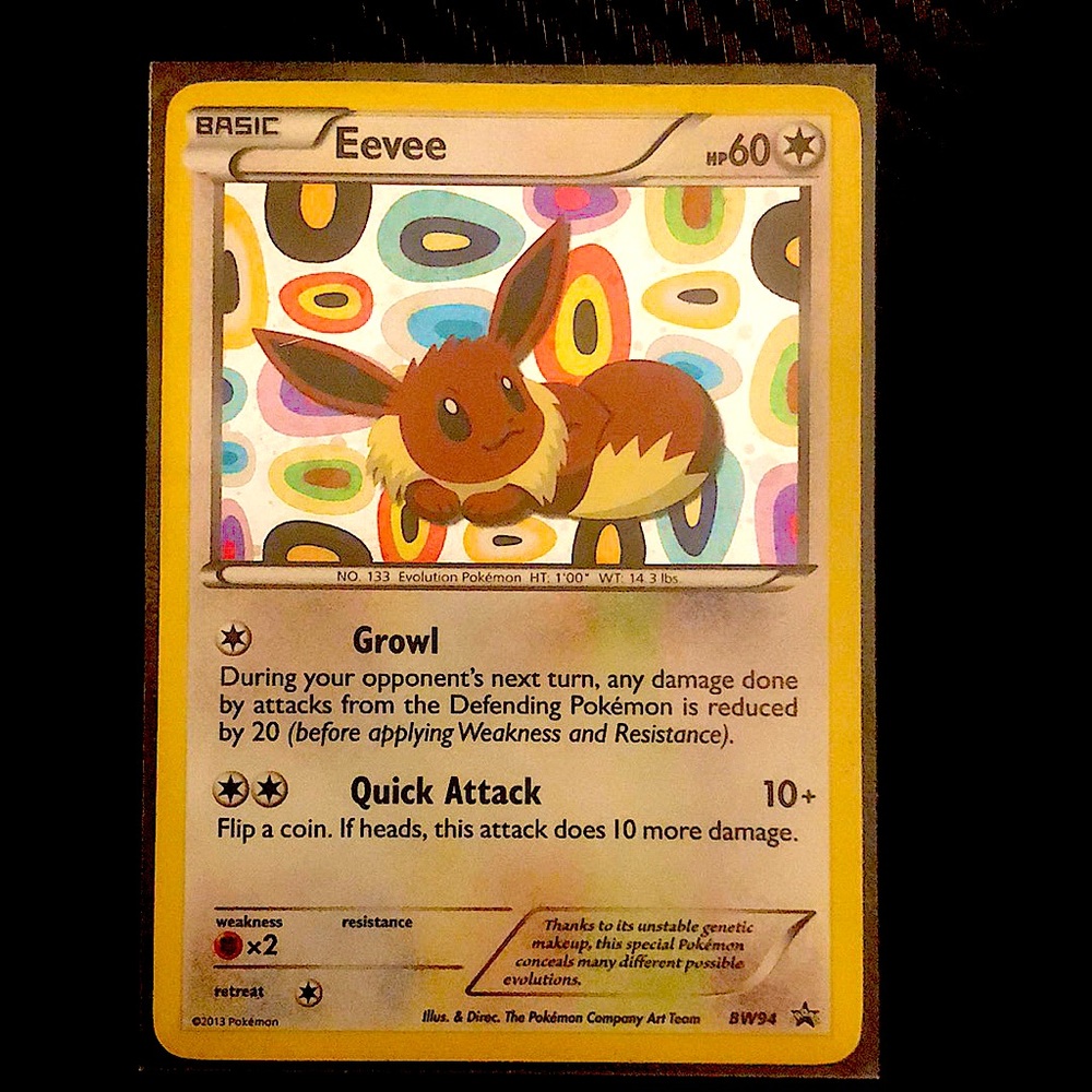 Extremely Rare Pokémon BlackStar Promo Eevee #Bw94 Holo Foil